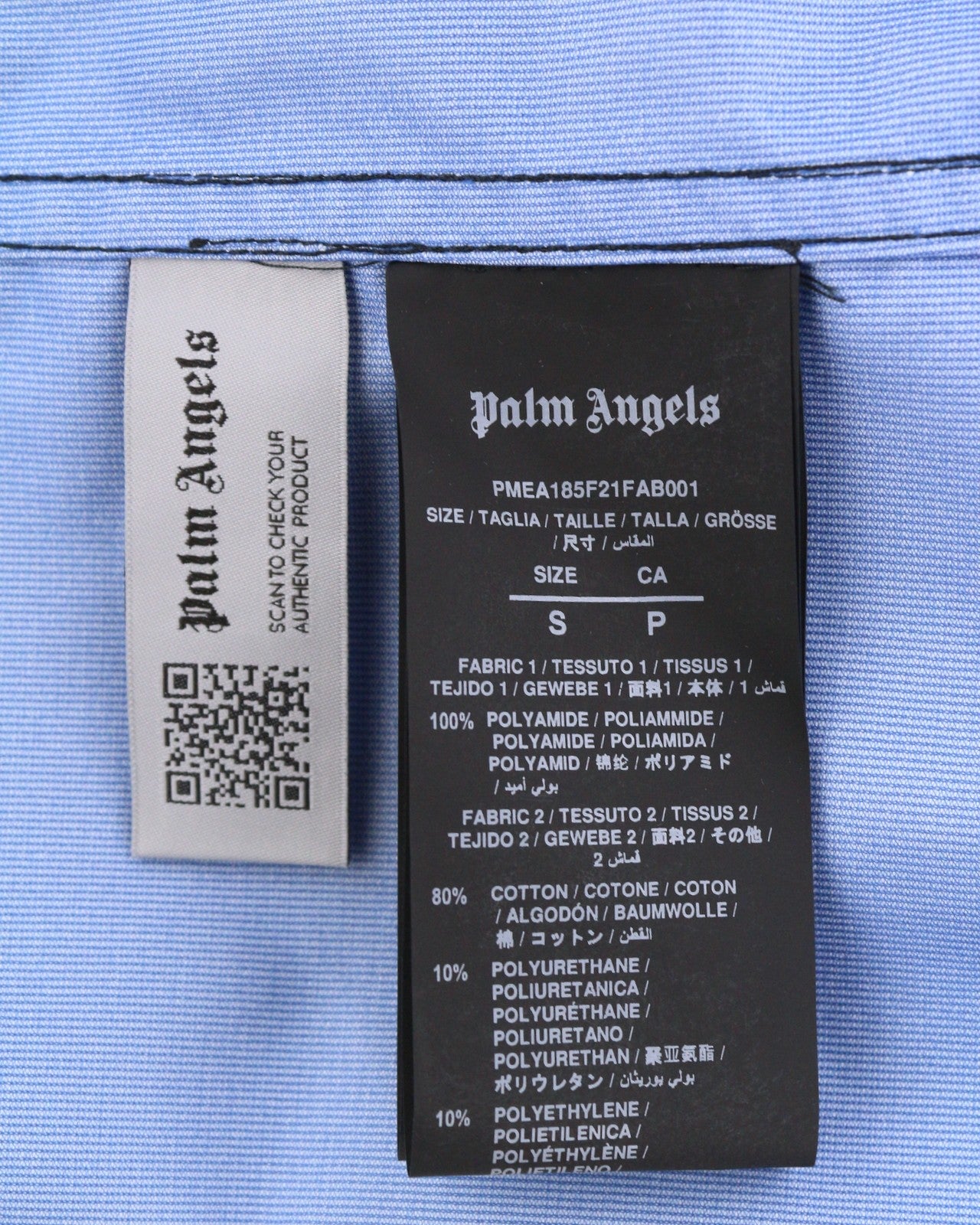 PALM ANGELS Men Jacket S Blue Hooded Overcoat Drawstring Waist Zip RRP1250