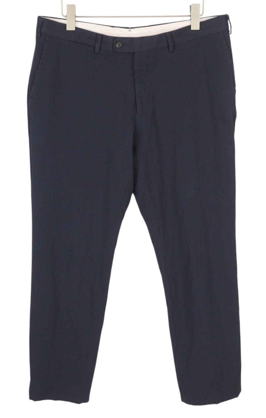 SUITSUPPLY Soho Men Trousers UK46R Dark Blue Seersucker Tapered Fit