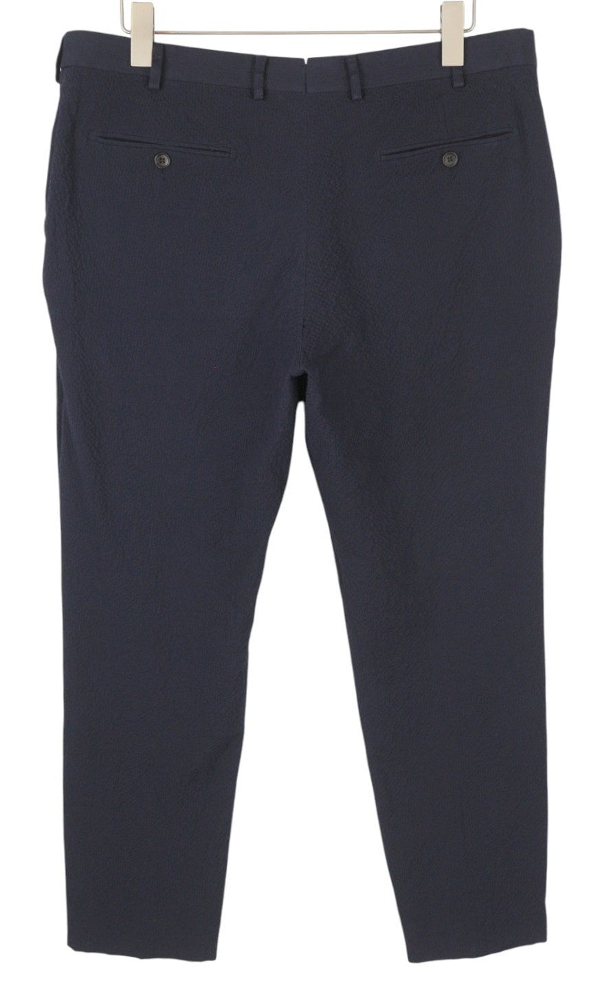 SUITSUPPLY Soho Men Trousers UK46R Dark Blue Seersucker Tapered Fit
