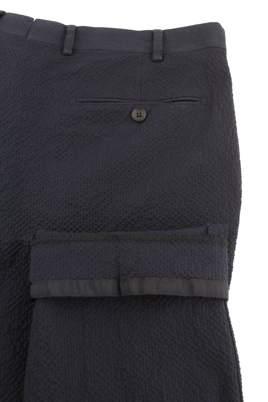 SUITSUPPLY Soho Men Trousers UK46R Dark Blue Seersucker Tapered Fit