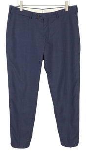 SUITSUPPLY Soho Turn-Up Men Trousers UK32R Blue Wool S120 Tapered Zip