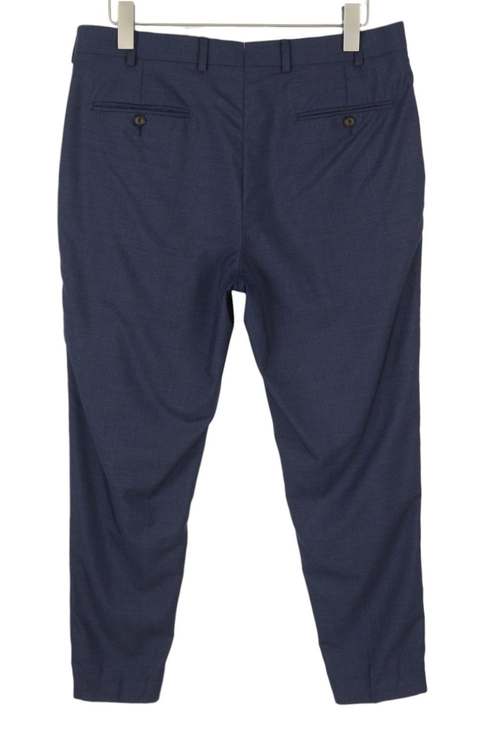 SUITSUPPLY Soho Turn-Up Men Trousers UK32R Blue Wool S120 Tapered Zip