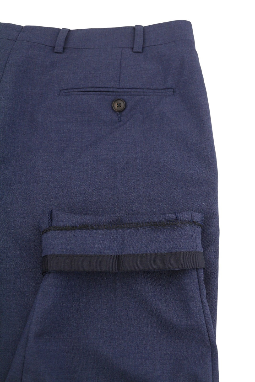 SUITSUPPLY Soho Turn-Up Men Trousers UK32R Blue Wool S120 Tapered Zip