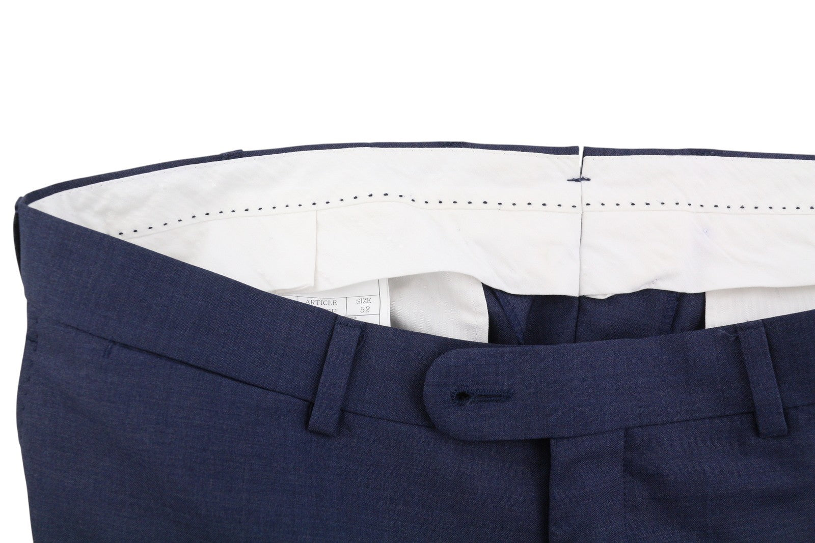 SUITSUPPLY Soho Turn-Up Men Trousers UK32R Blue Wool S120 Tapered Zip