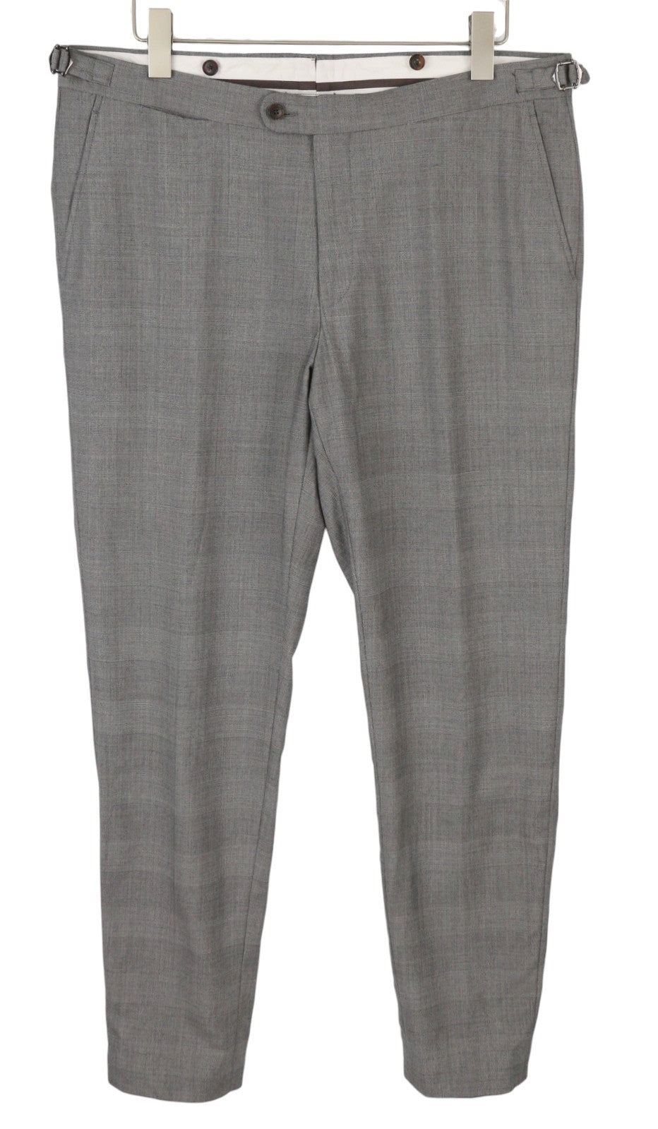 SUITSUPPLY La Spalla SA Men Trousers UK42L Grey Wool Plaid Tapered Zip Fly