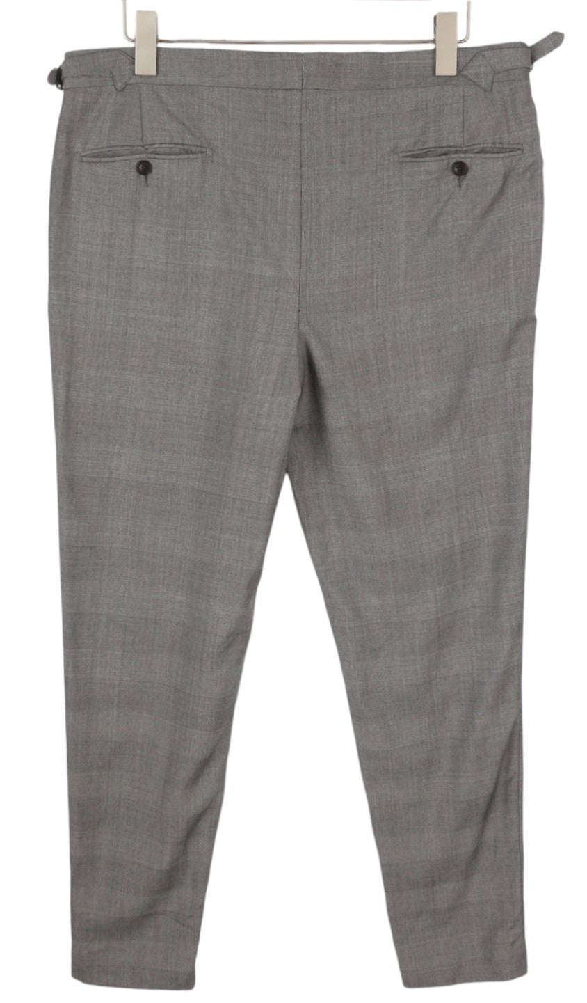 SUITSUPPLY La Spalla SA Men Trousers UK42L Grey Wool Plaid Tapered Zip Fly
