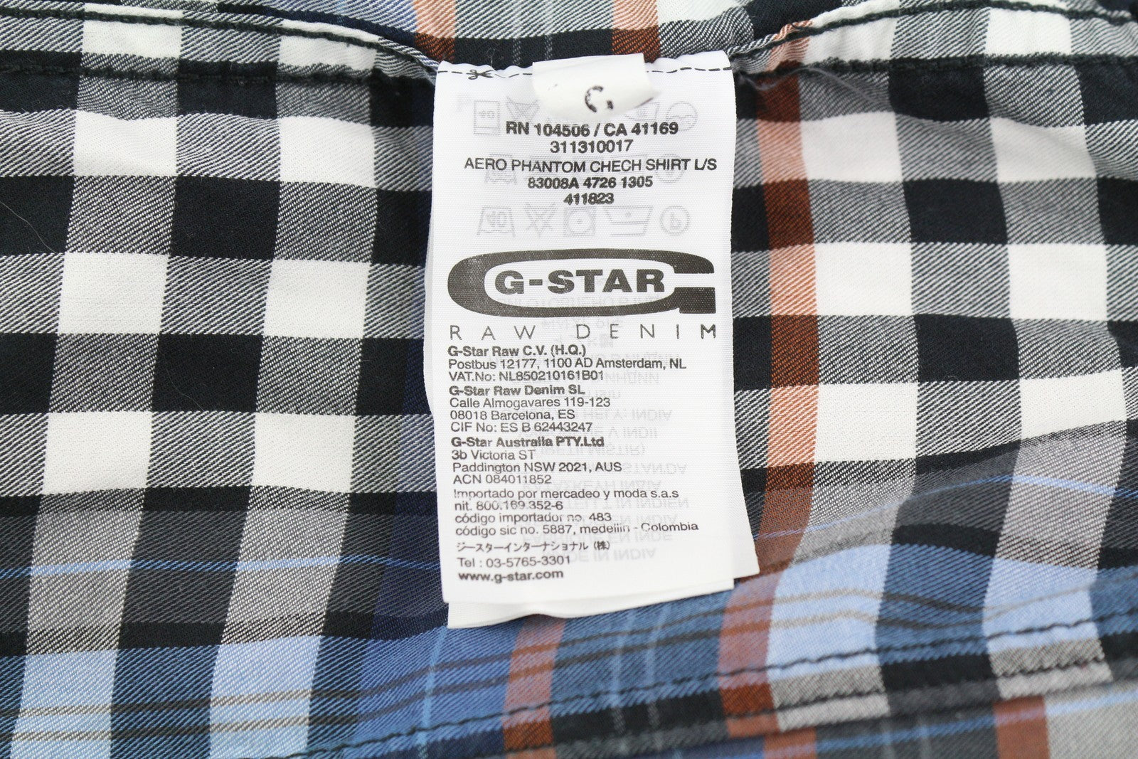 G-STAR Aero Phantom Check Men Shirt 2XL Plaid Casual Button Spread