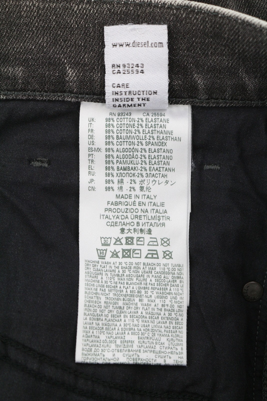 DIESEL D-Dean 009LI Men Jeans W32/L32 Black Faded Slim Stretch Zip Fly