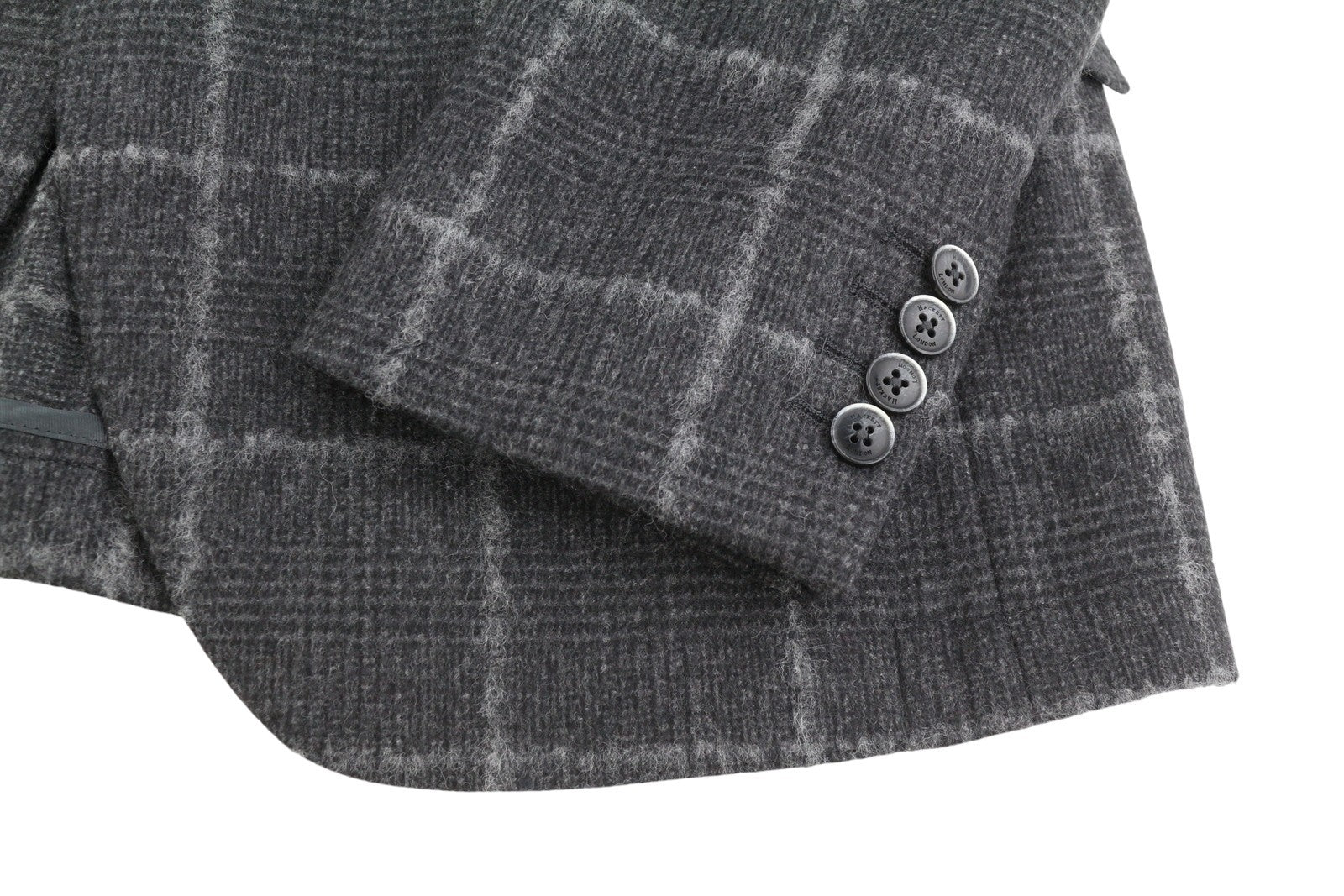 HACKETT Boucle Wool Check Men Blazer EU50 Grey Half Lined Peak Lapel