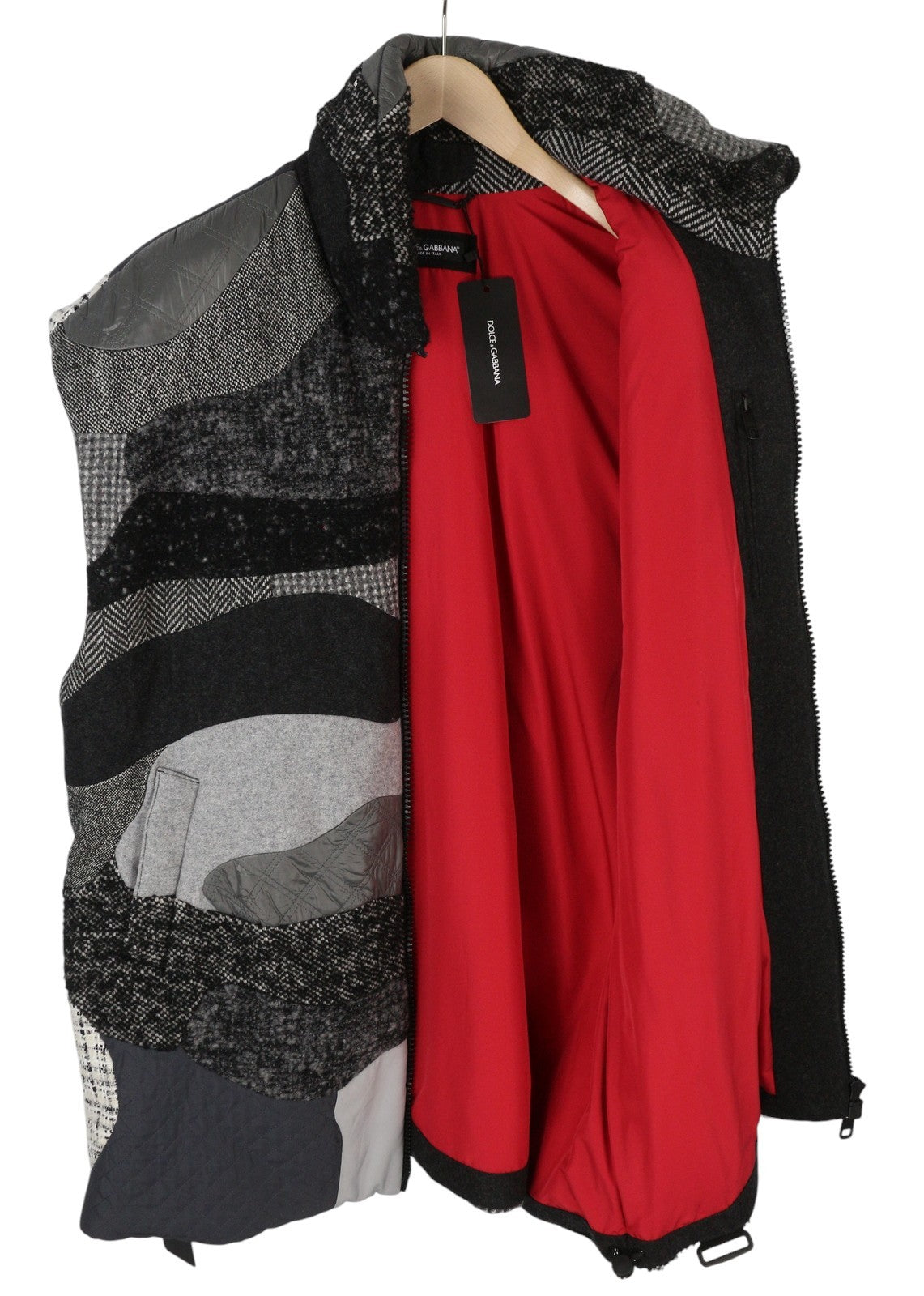 DOLCE & GABBANA Men Waistcoat 48 M Grey Wool Alpaca Padded Patch RRP2499