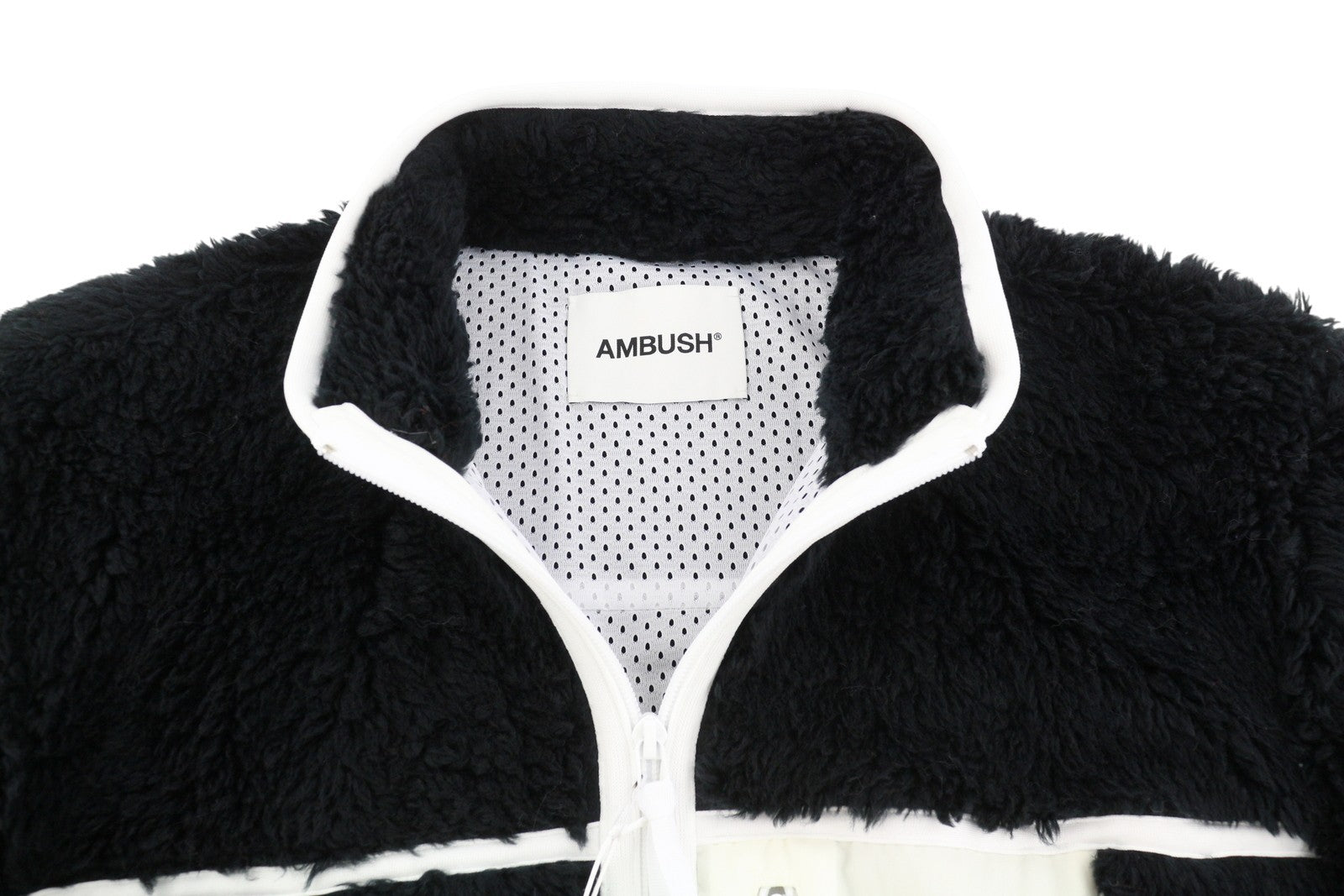 AMBUSH New Fleece Men Jacket M Black Faux Fur Fluffy Zip Light RRP710