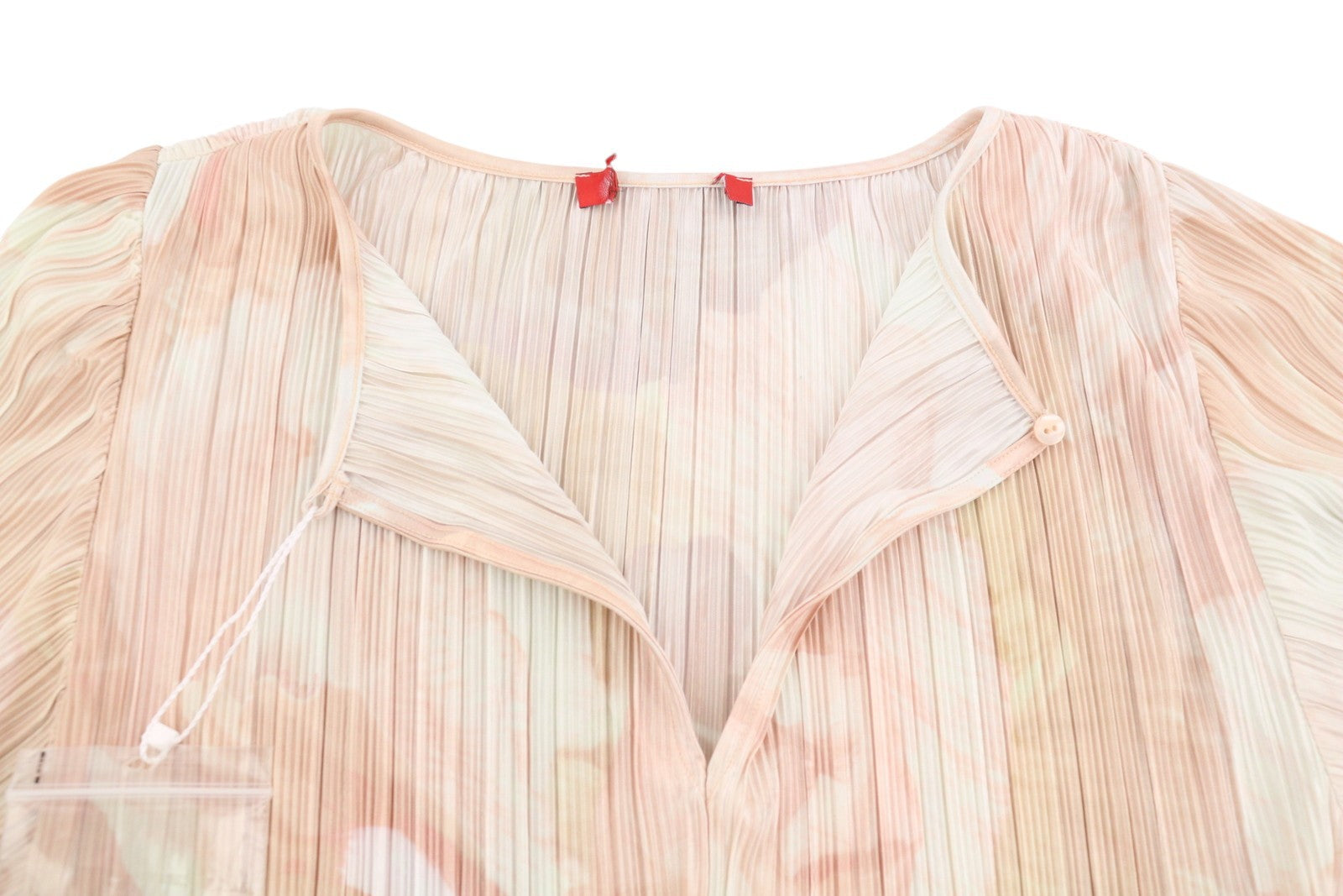 MAX&CO. Women Dress L Light Pink Textured Belted Short Sleeve Knee-Length