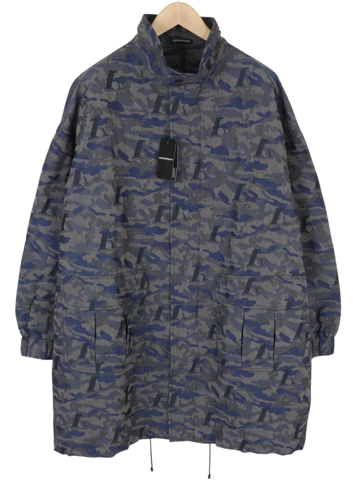 EMPORIO ARMANI Men Jacket EU50 Oversized Jacquard Camo Full Zip Unlined