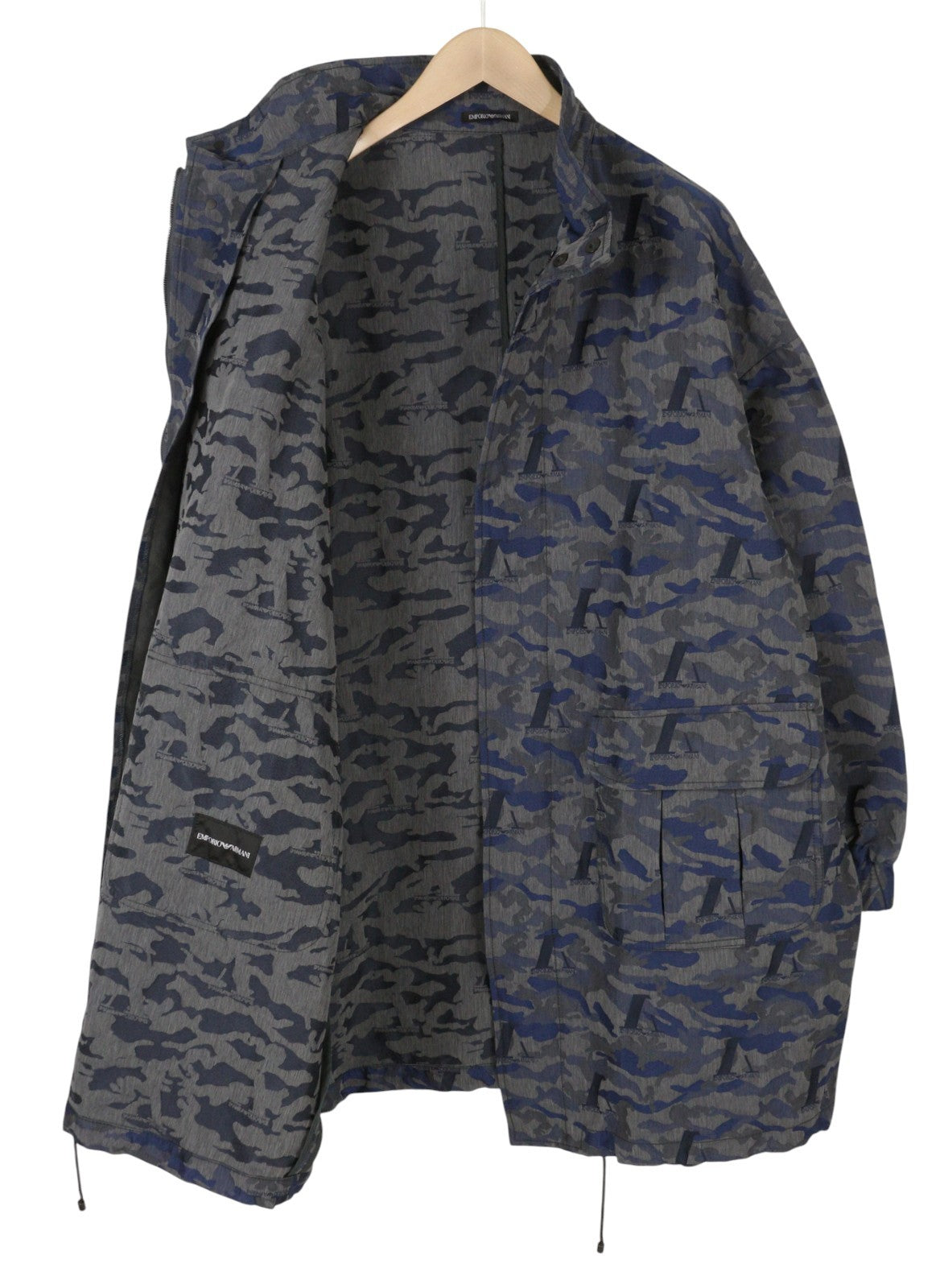 EMPORIO ARMANI Men Jacket EU50 Oversized Jacquard Camo Full Zip Unlined