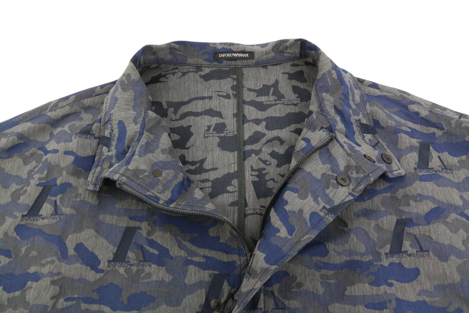 EMPORIO ARMANI Men Jacket EU50 Oversized Jacquard Camo Full Zip Unlined