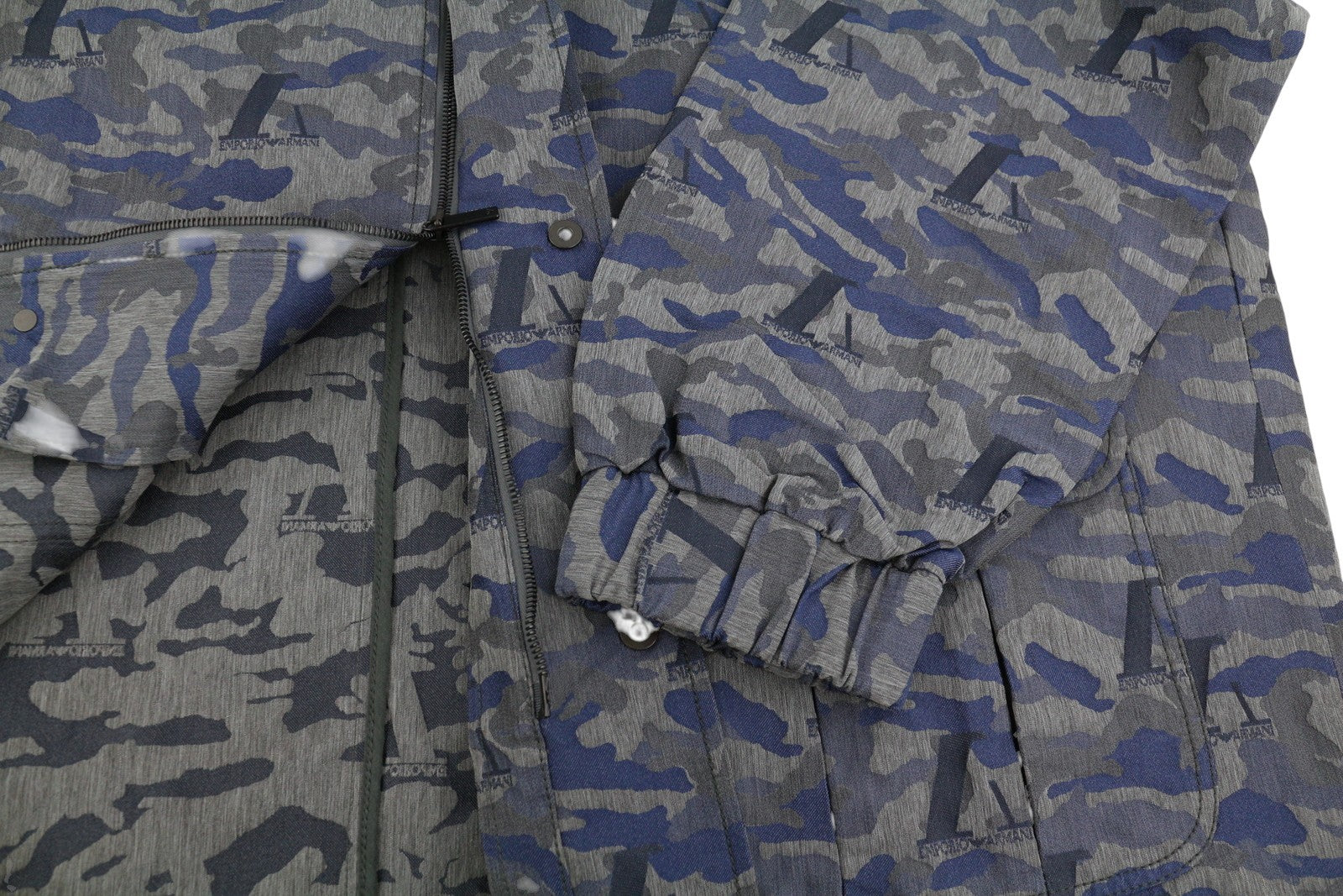 EMPORIO ARMANI Men Jacket EU50 Oversized Jacquard Camo Full Zip Unlined