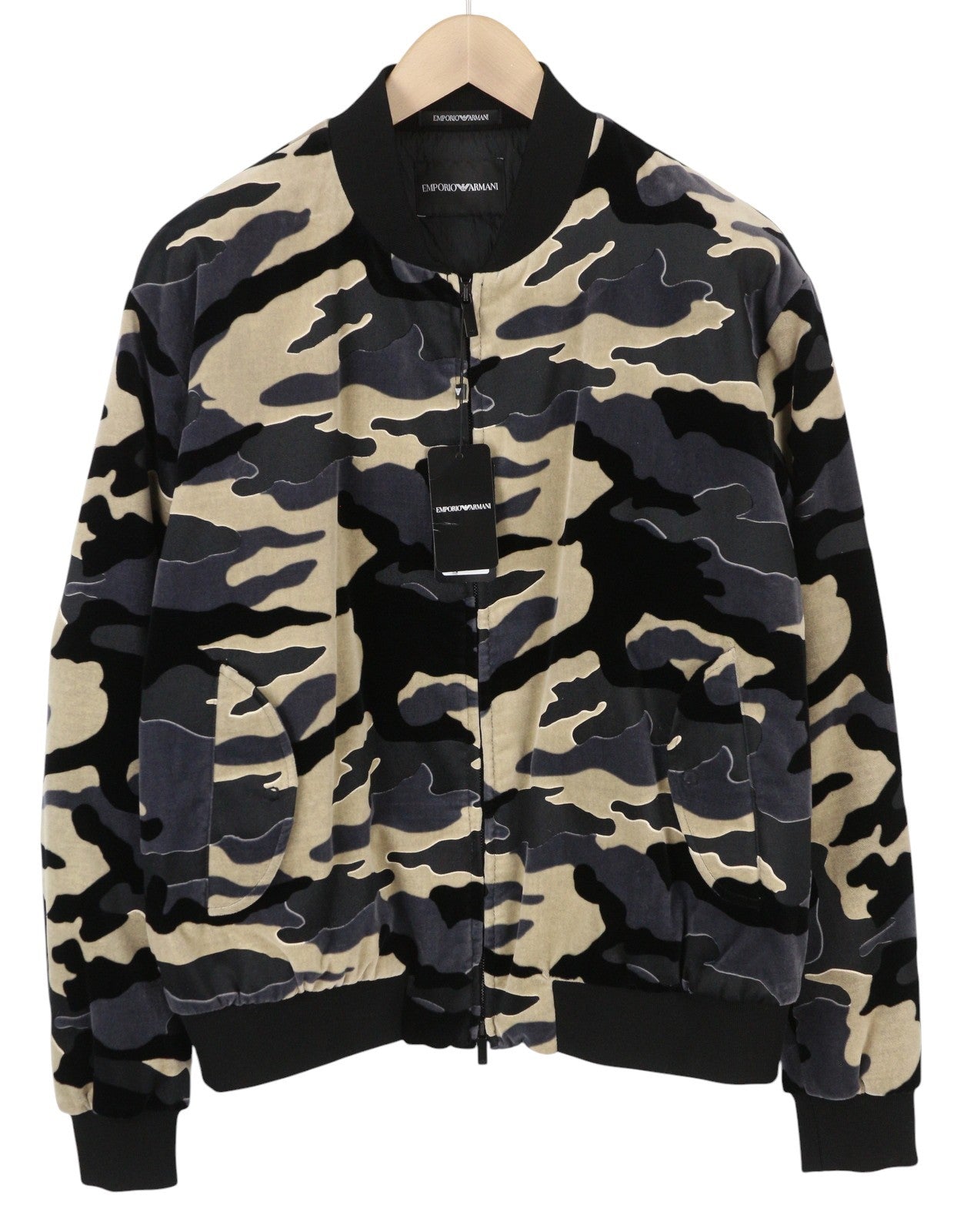 EMPORIO ARMANI Men Jacket EU52 Camouflage Soft Padded Lined Zip Bomber