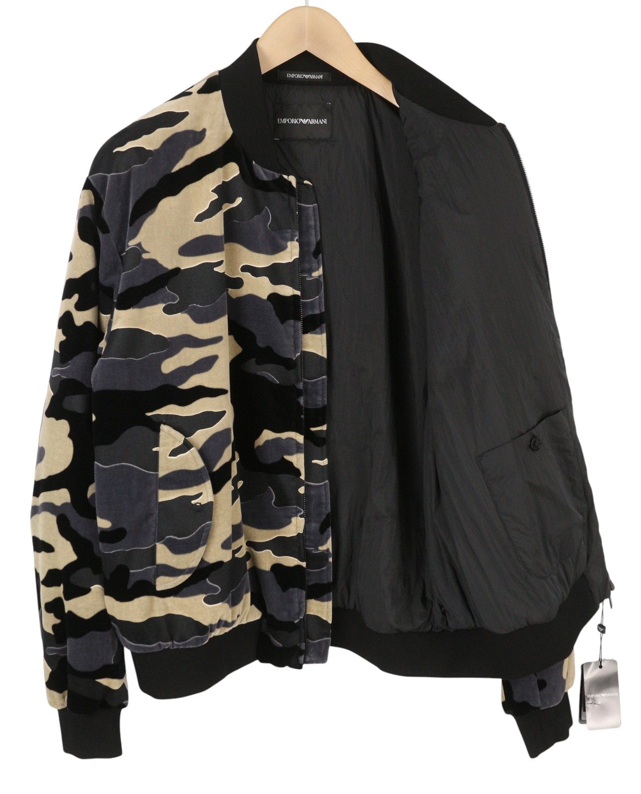 EMPORIO ARMANI Men Jacket EU52 Camouflage Soft Padded Lined Zip Bomber
