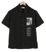 OFF-WHITE Emblem Popl Slim Bowling Men Shirt 46 Black Short SleeveF25 RRP845