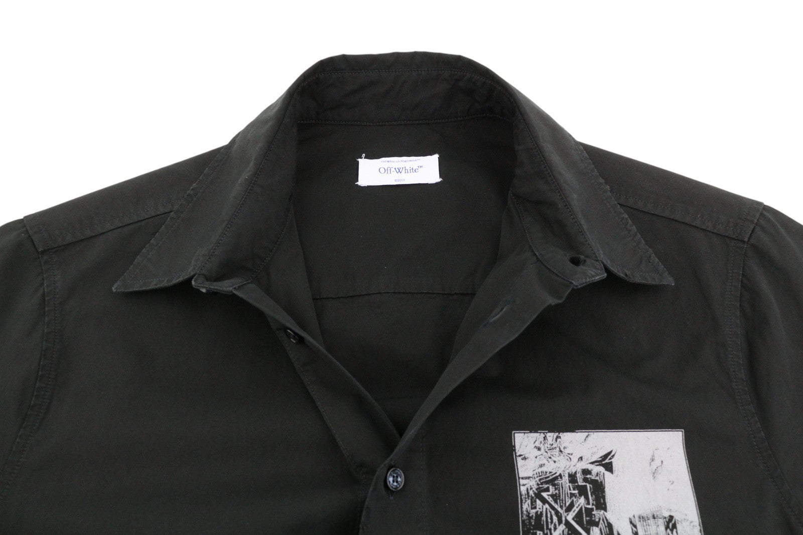 OFF-WHITE Emblem Popl Slim Bowling Men Shirt 46 Black Short SleeveF25 RRP845