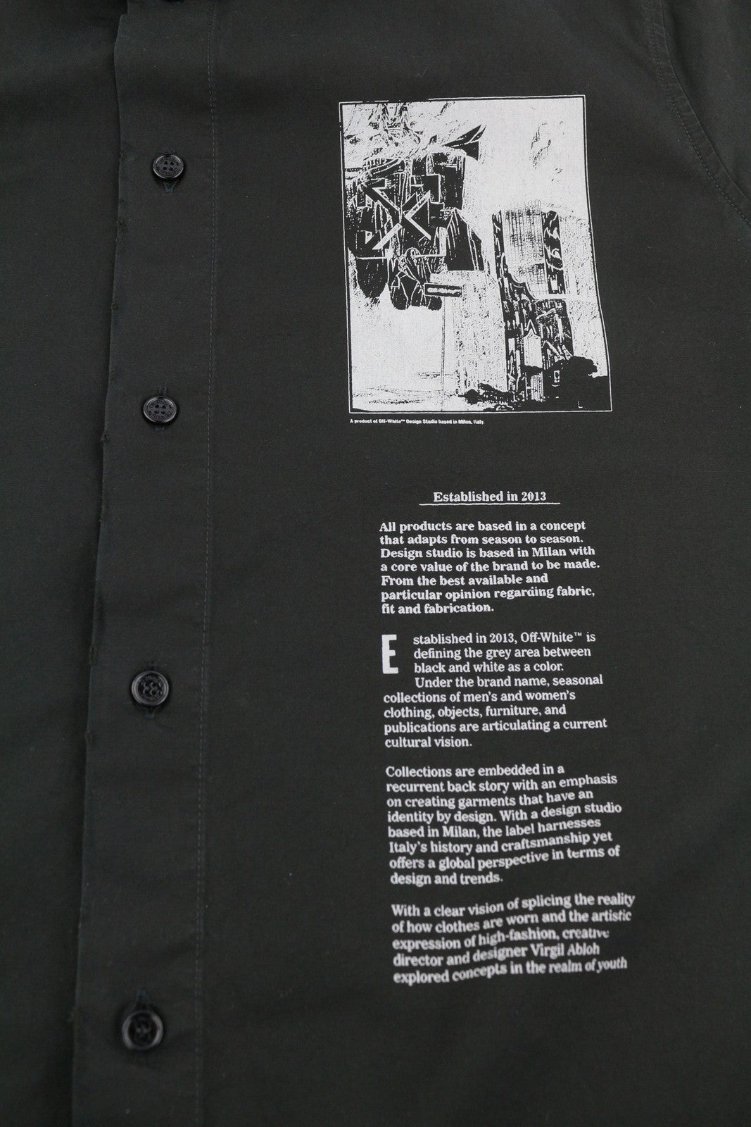 OFF-WHITE Emblem Popl Slim Bowling Men Shirt 46 Black Short SleeveF25 RRP845