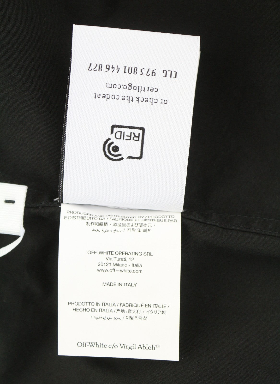 OFF-WHITE Emblem Popl Slim Bowling Men Shirt 46 Black Short SleeveF25 RRP845