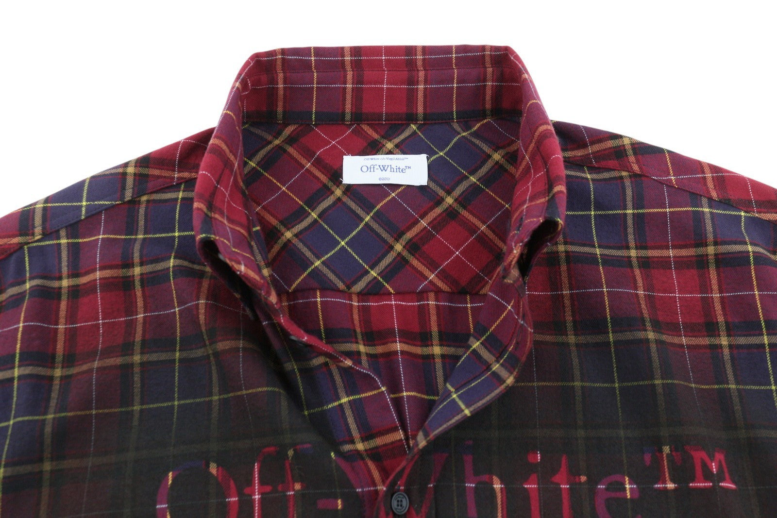 OFF-WHITE Spray Book Check Flan Red Men Shirt 50 Burgundy Button-Down Flannel