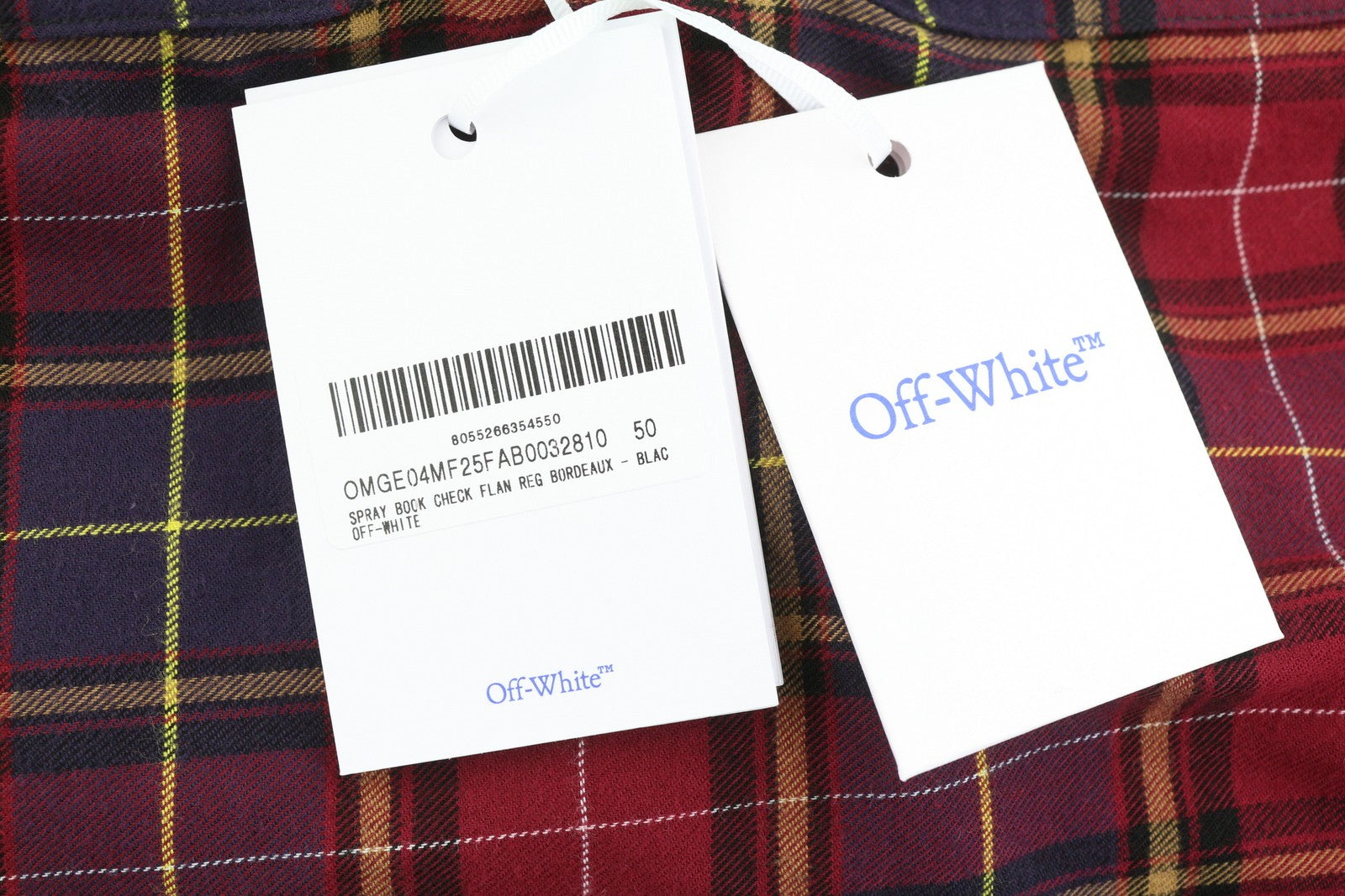 OFF-WHITE Spray Book Check Flan Red Men Shirt 50 Burgundy Button-Down Flannel