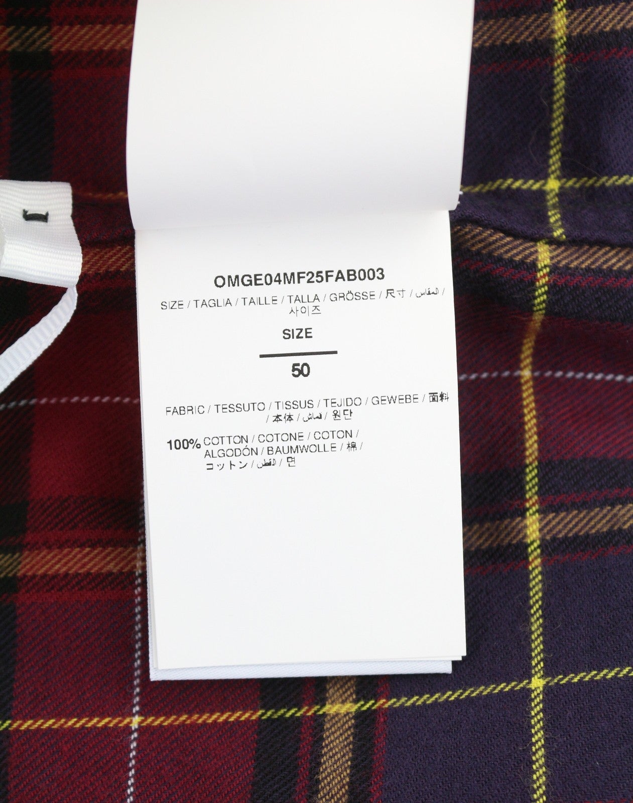 OFF-WHITE Spray Book Check Flan Red Men Shirt 50 Burgundy Button-Down Flannel