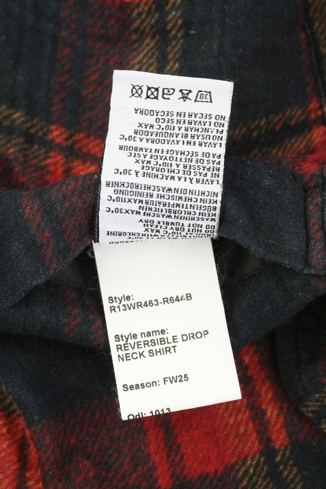 R13 Reversible Drop Neck Women Shirt XS Pattern Oversize Distress FW25 RRP1045