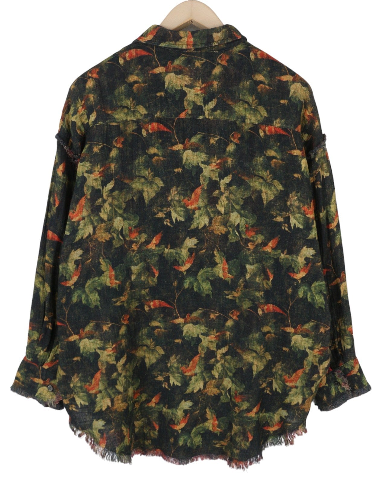 R13 Reversible Drop Neck Women Shirt XS Pattern Oversize Distress FW25 RRP1045