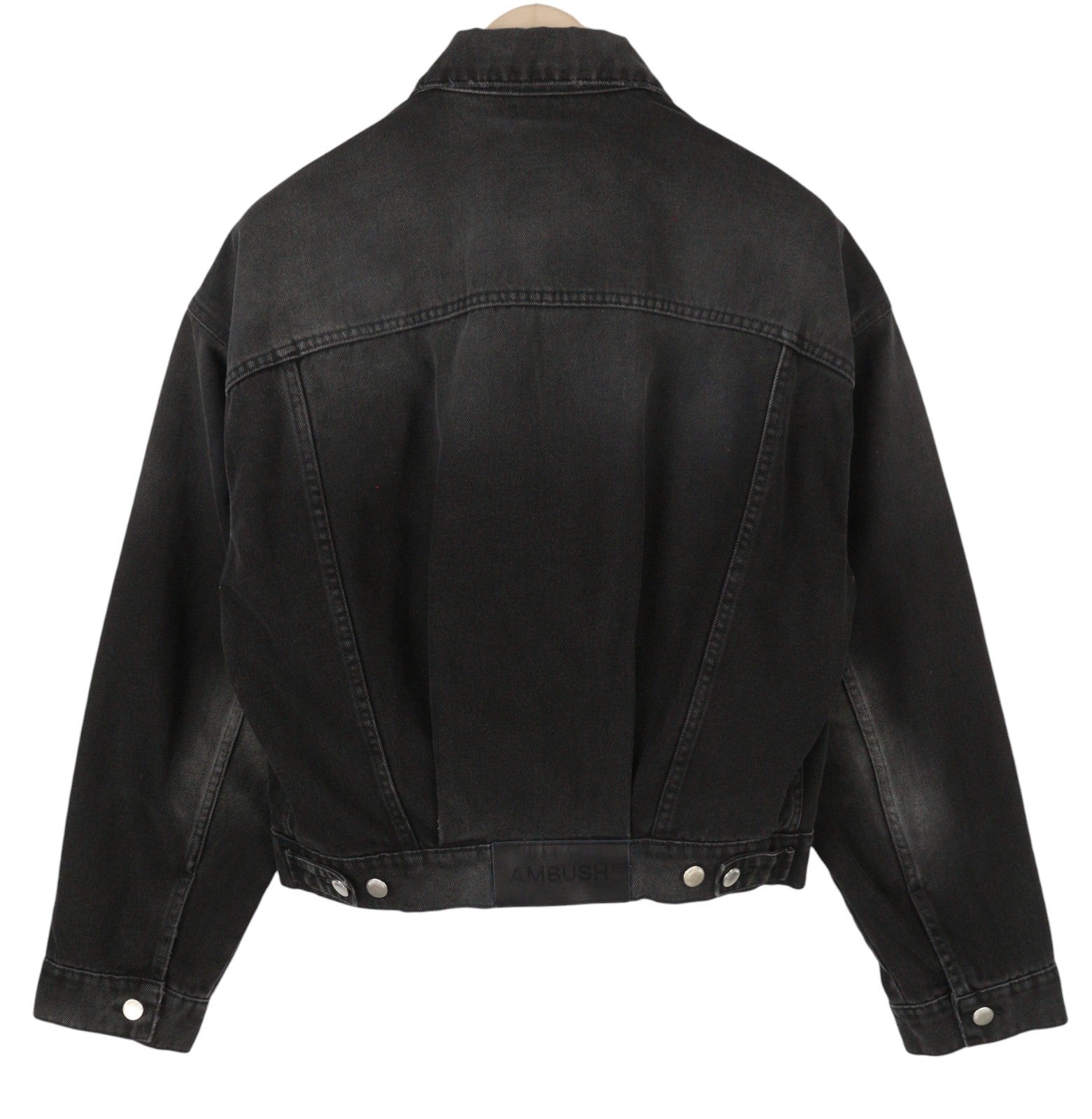 AMBUSH Cropped Denim Women Jacket S Blue Washed Loose Button Oversized Trucker