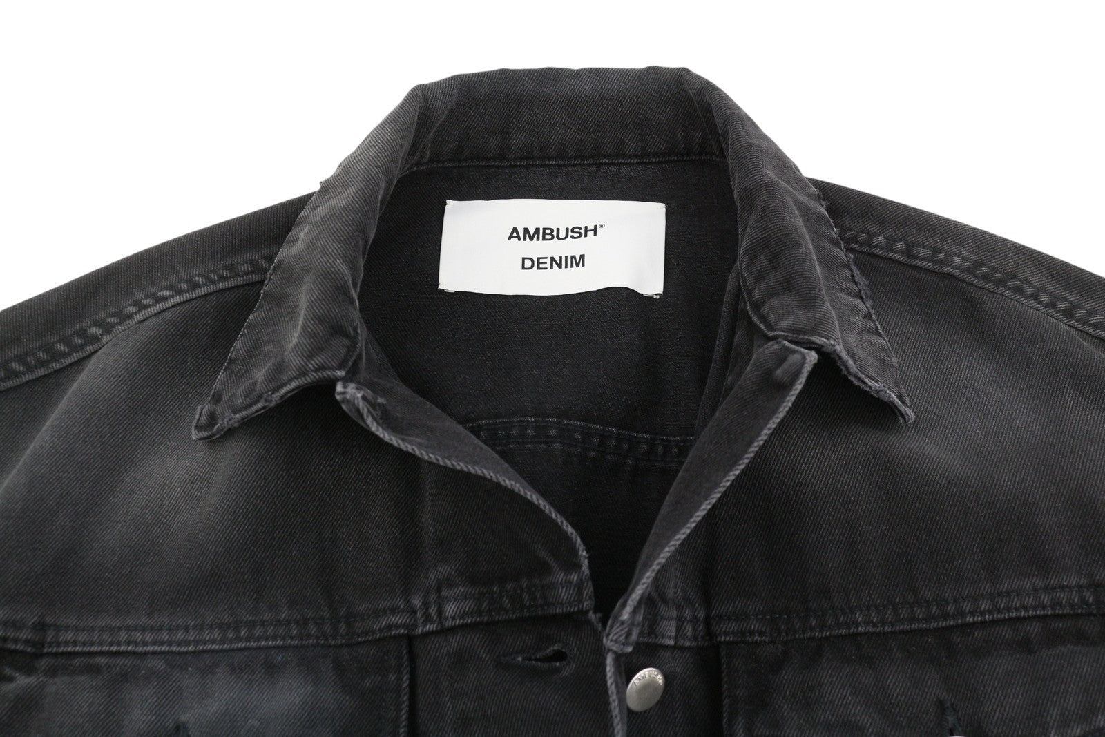 AMBUSH Cropped Denim Women Jacket S Blue Washed Loose Button Oversized Trucker