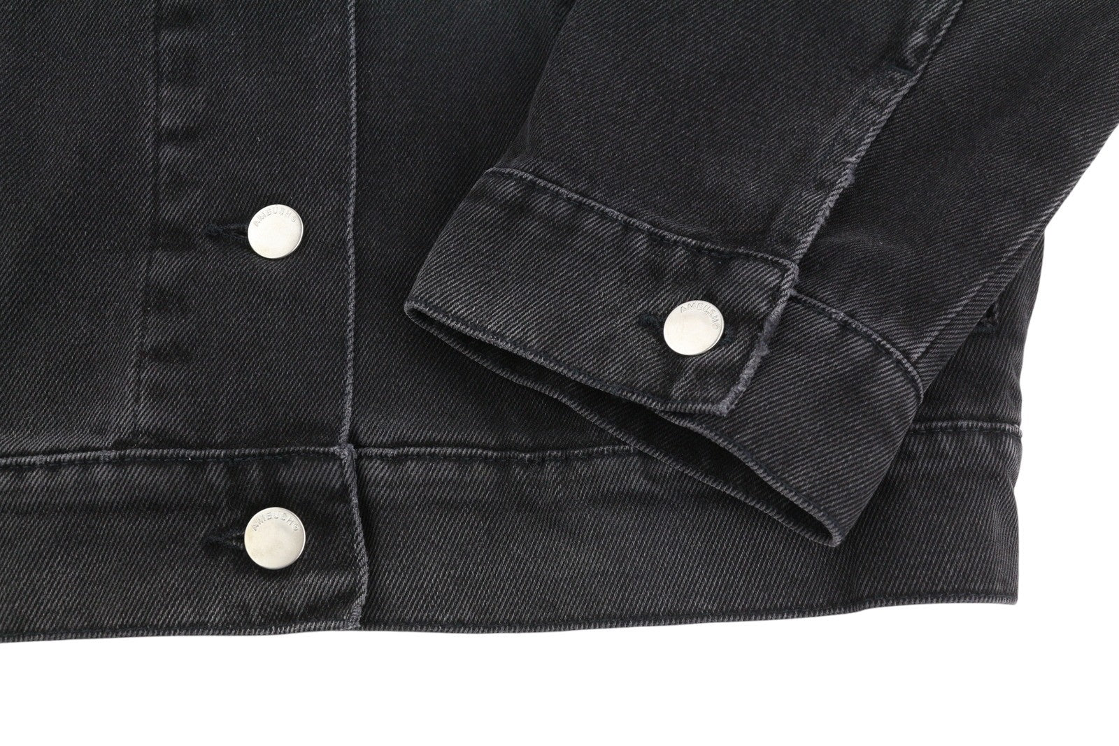 AMBUSH Cropped Denim Women Jacket S Blue Washed Loose Button Oversized Trucker