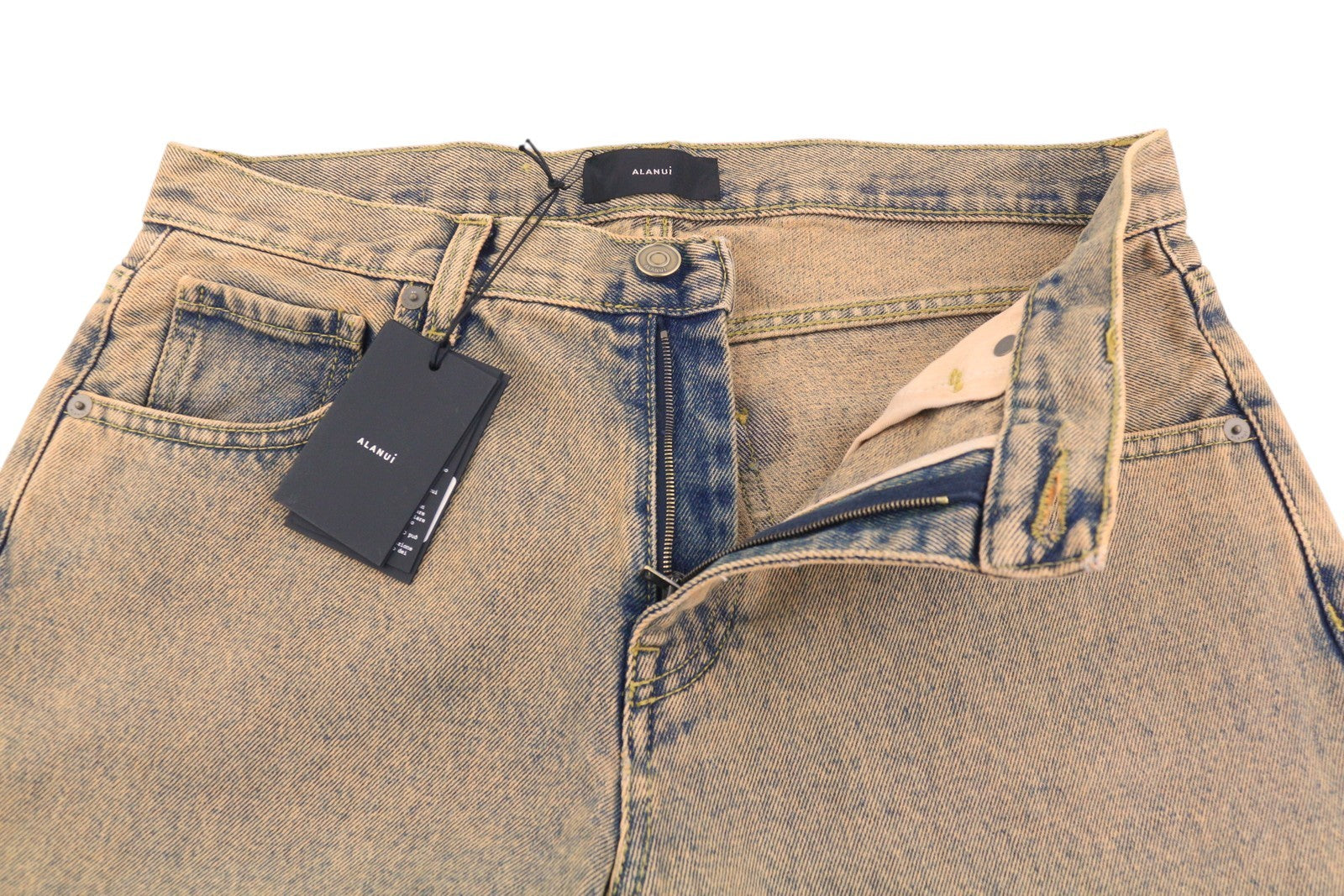 ALANUI Desert Rose Regular Women Jeans W27 Apricot Overdyed Denim Zip RRP550