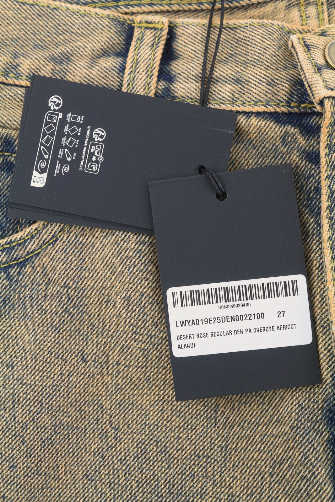 ALANUI Desert Rose Regular Women Jeans W27 Apricot Overdyed Denim Zip RRP550