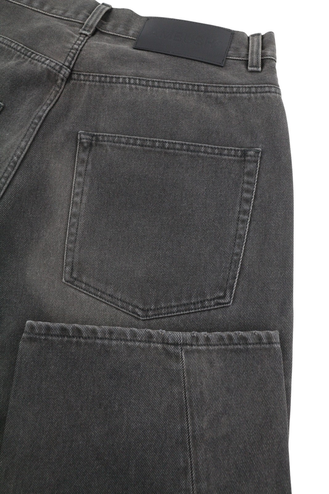 AMBUSH Men Jeans W31 Black Faded Cropped Asymmetric Seam Button Fly Denim