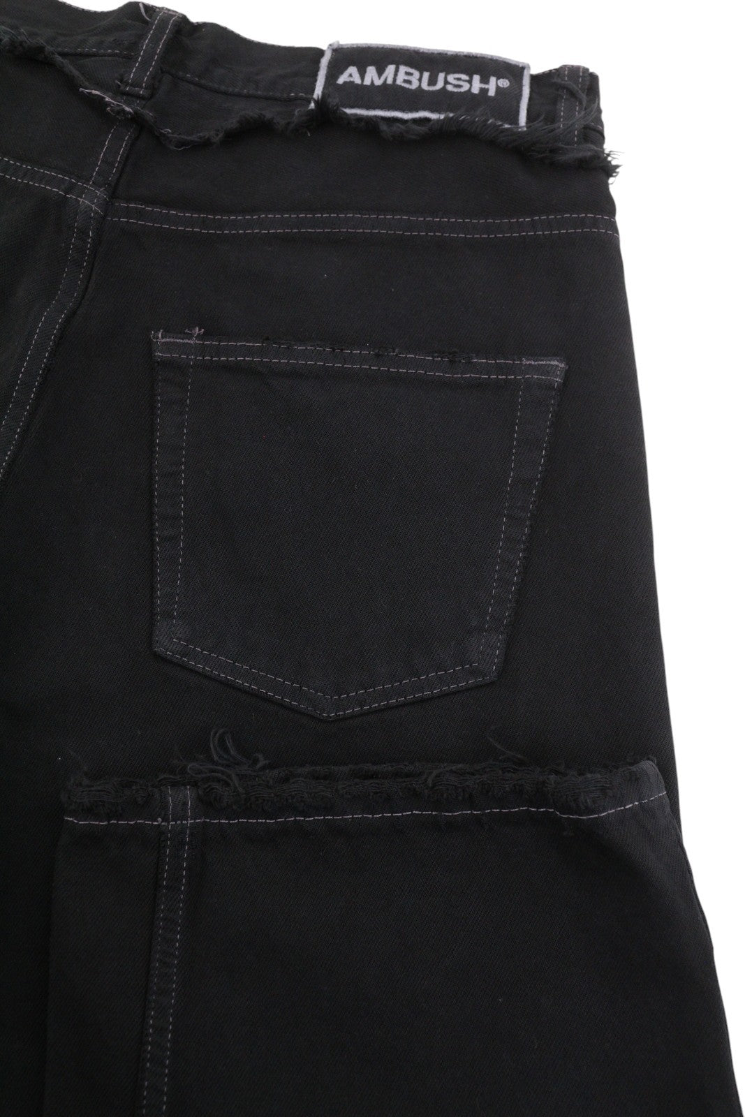 AMBUSH Waist Detail Denim Men Jeans W31 Black Distressed Button Fly Logo RRP499