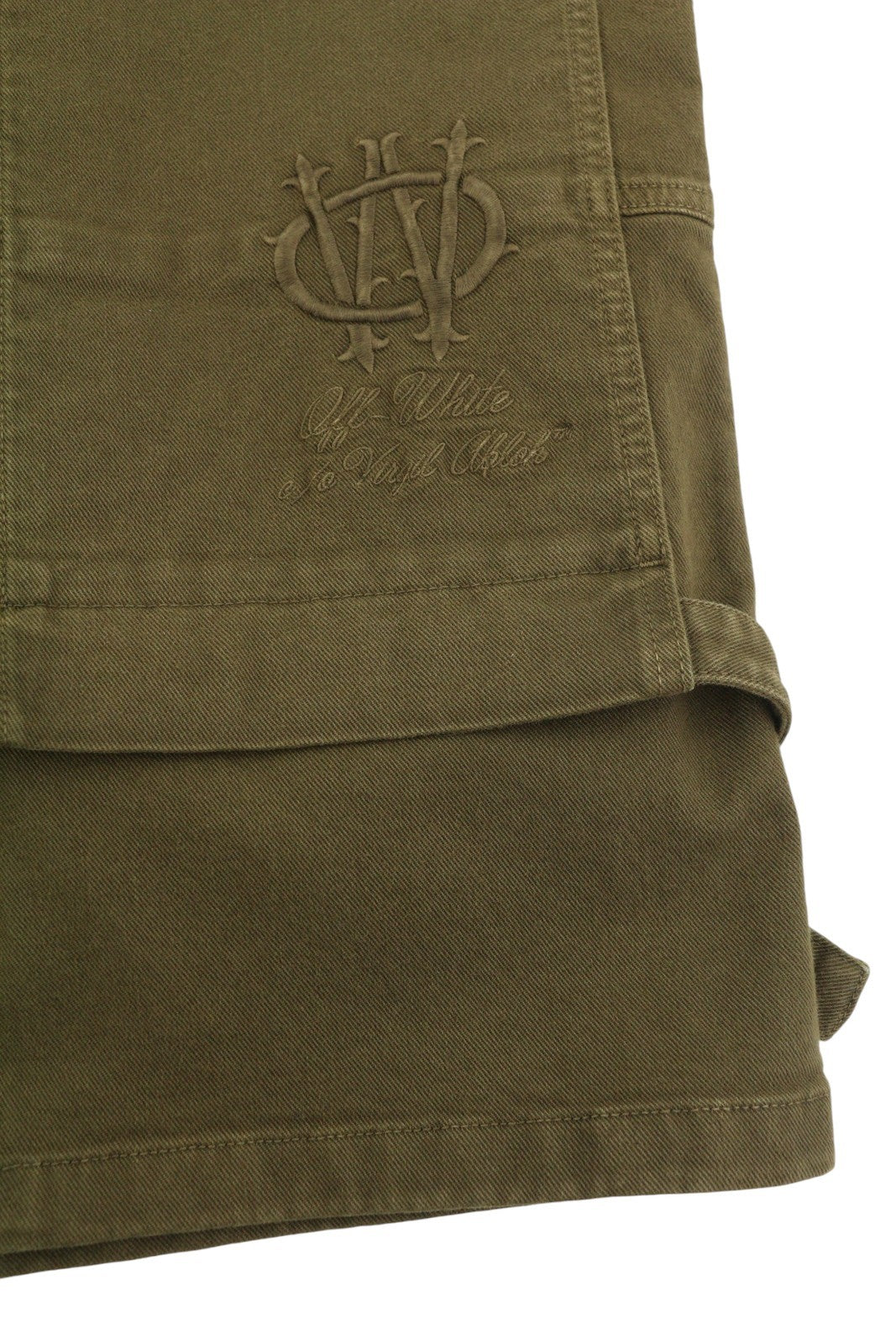 OFF-WHITE Gothic Ow Gd Drill Relax Men Jeans W33 Brown Cargo Embroidered F25
