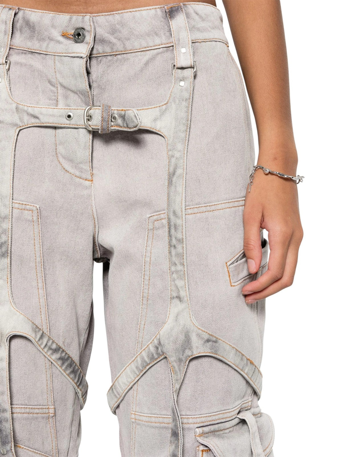 OFF-WHITE Laundry Cargo Over Women Jeans W26 Lilac Burnished Baggy RRP2088