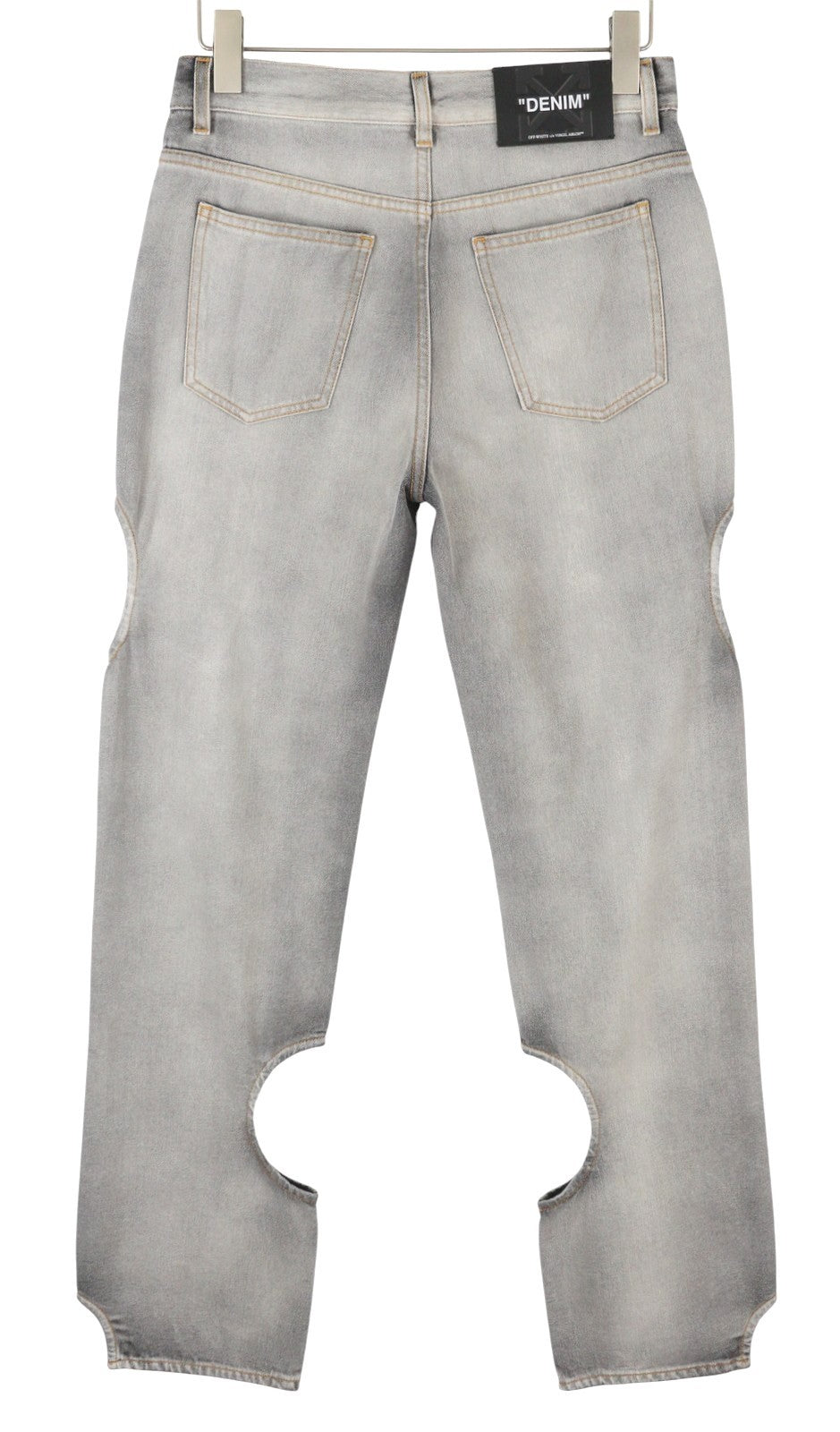 OFF-WHITE Meteor Denim Bleach Women Jeans W27 Grey Faded Cut-Out RRP765