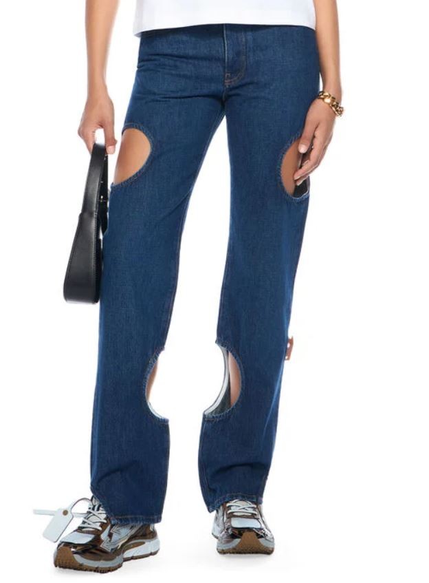 OFF-WHITE Meteor Denim Women Jeans W26 Blue Cut-Out Button Fly RRP765