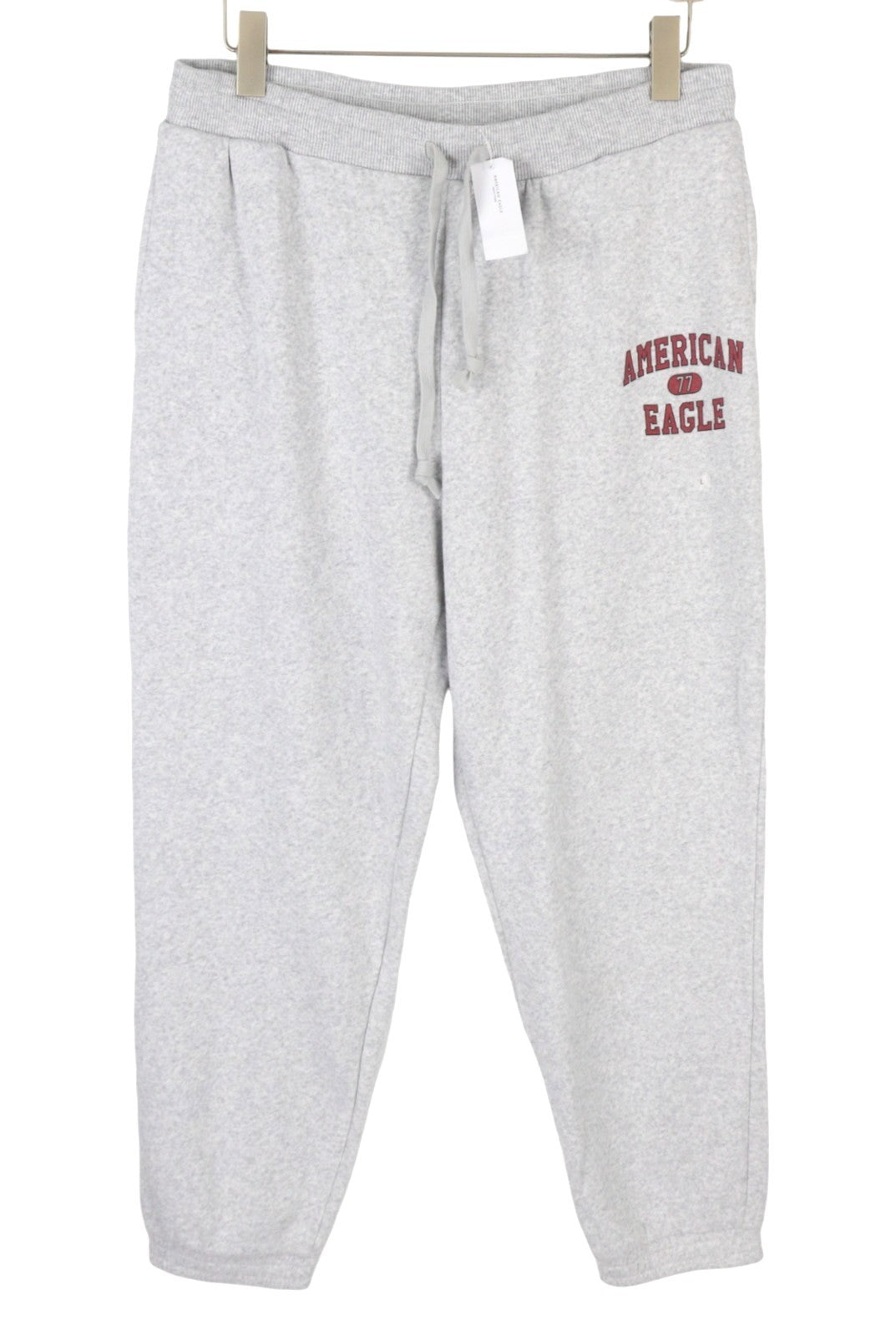 AMERICAN EAGLE OUTFITTERS Men Trousers L Grey Melange Drawstring Sweatpants