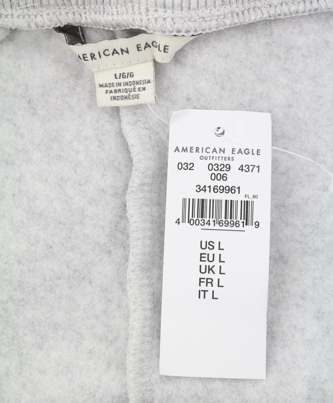 AMERICAN EAGLE OUTFITTERS Men Trousers L Grey Melange Drawstring Sweatpants