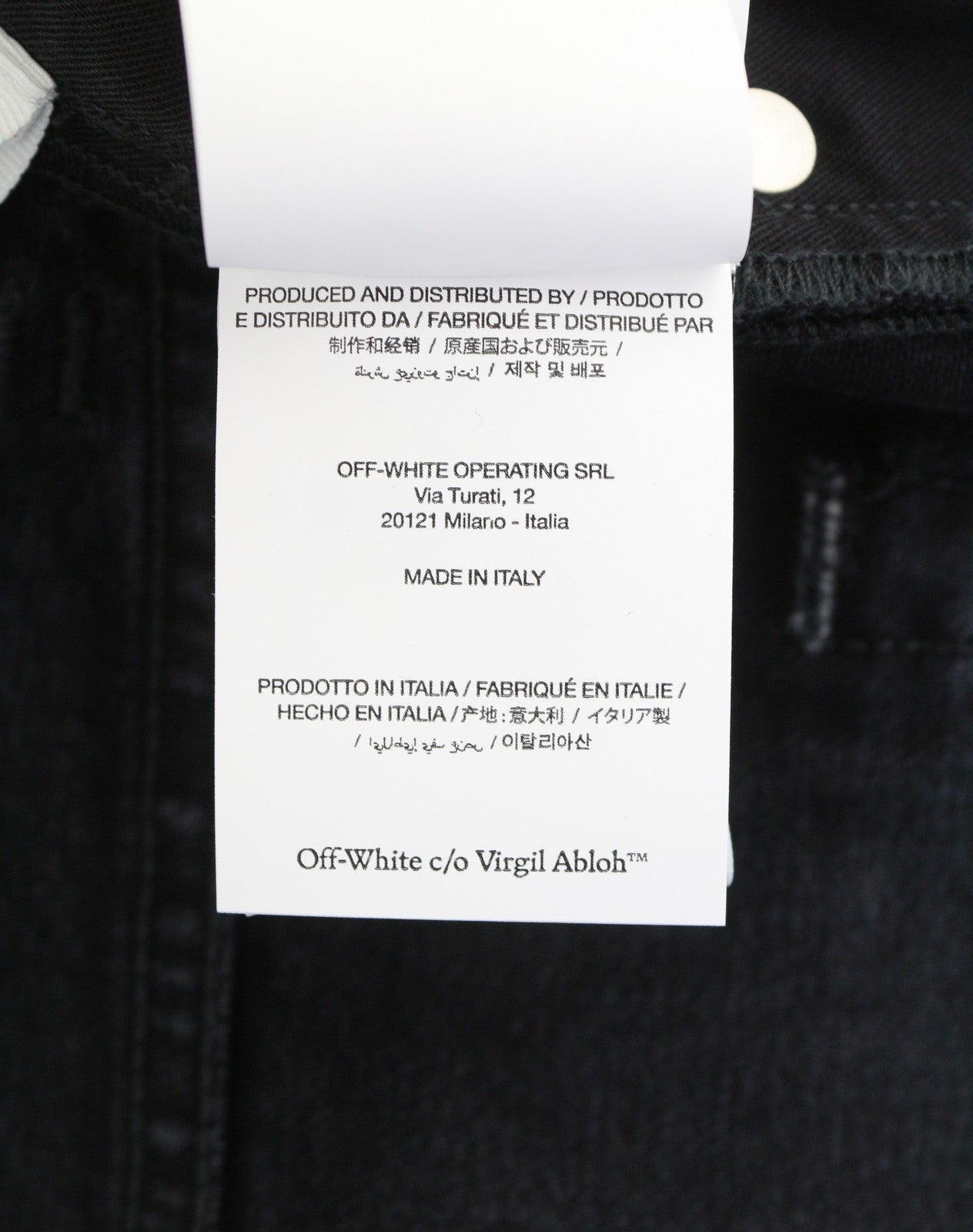 OFF-WHITE Diag Outl Relaxed Men Jeans W34 Black Regular Denim Button RRP799