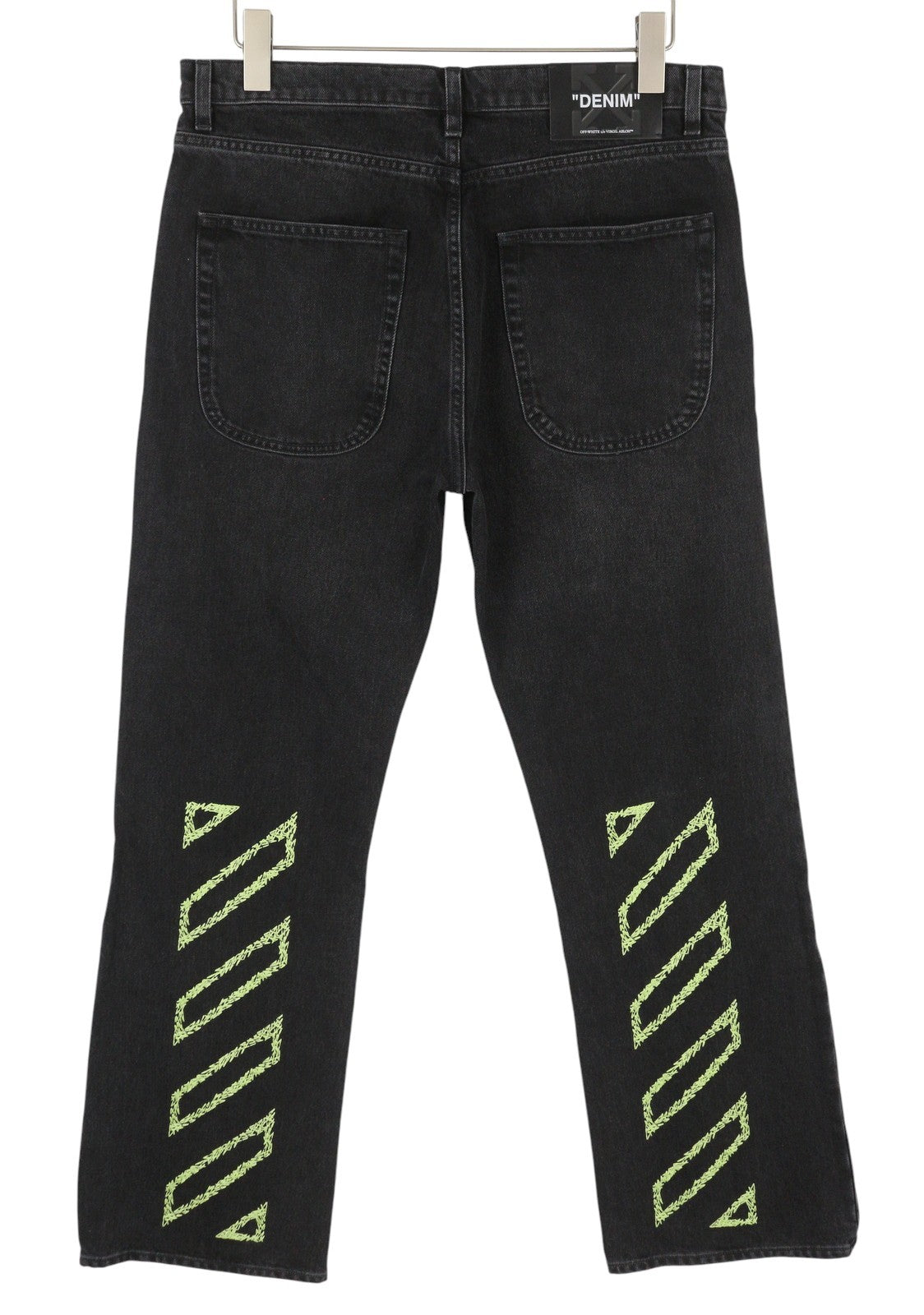 OFF-WHITE Diag Outl Relaxed Men Jeans W34 Black Regular Denim Button RRP799