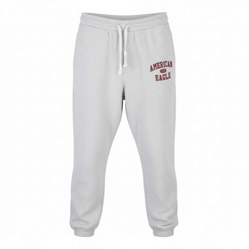 AMERICAN EAGLE OUTFITTERS Men Trousers M Grey Melange Drawstring Sweatpants