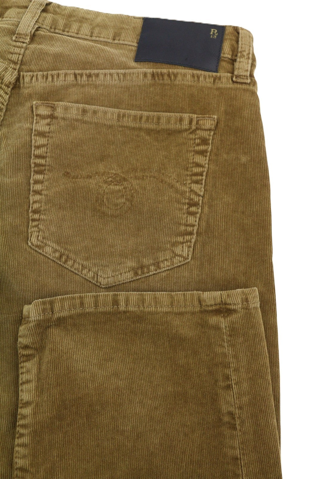 R13 Boy Straight Women Trousers 27 Golden Brown Stretch Cord Cropped Zip FW25