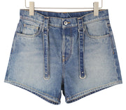 OFF-WHITE Cargo Women Shorts W26 Blue Denim Distressed Button Fly