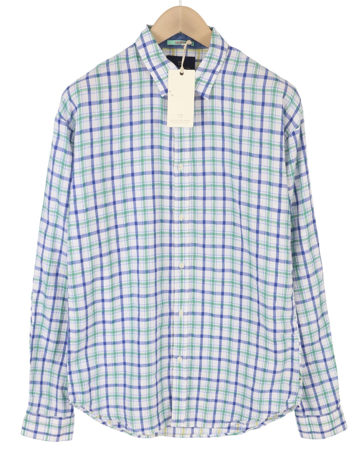 SCOTCH & SODA Men Shirt ~M Casual Plaid Print Button-Up Spread Collar
